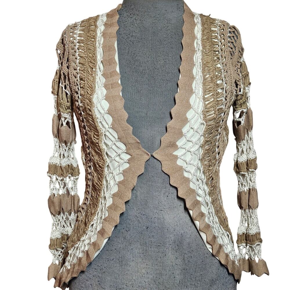 Dolce Cabo Cream Open Front Cardigan Sweater Size Small